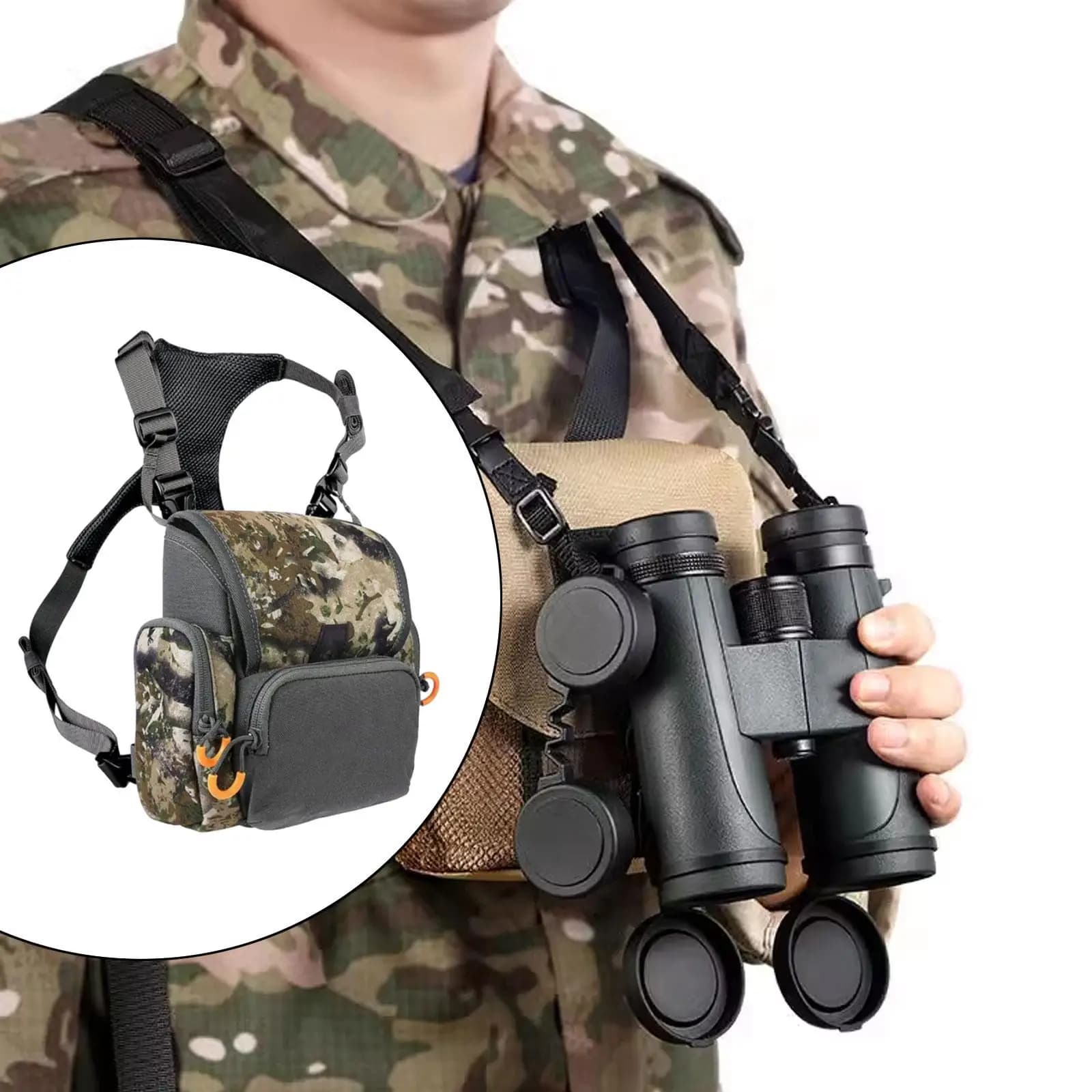 Binocular Harness Chest Pack Practical Multipurpose With Rain Cover Bino Bag For Bird Watching Hunting Hiking