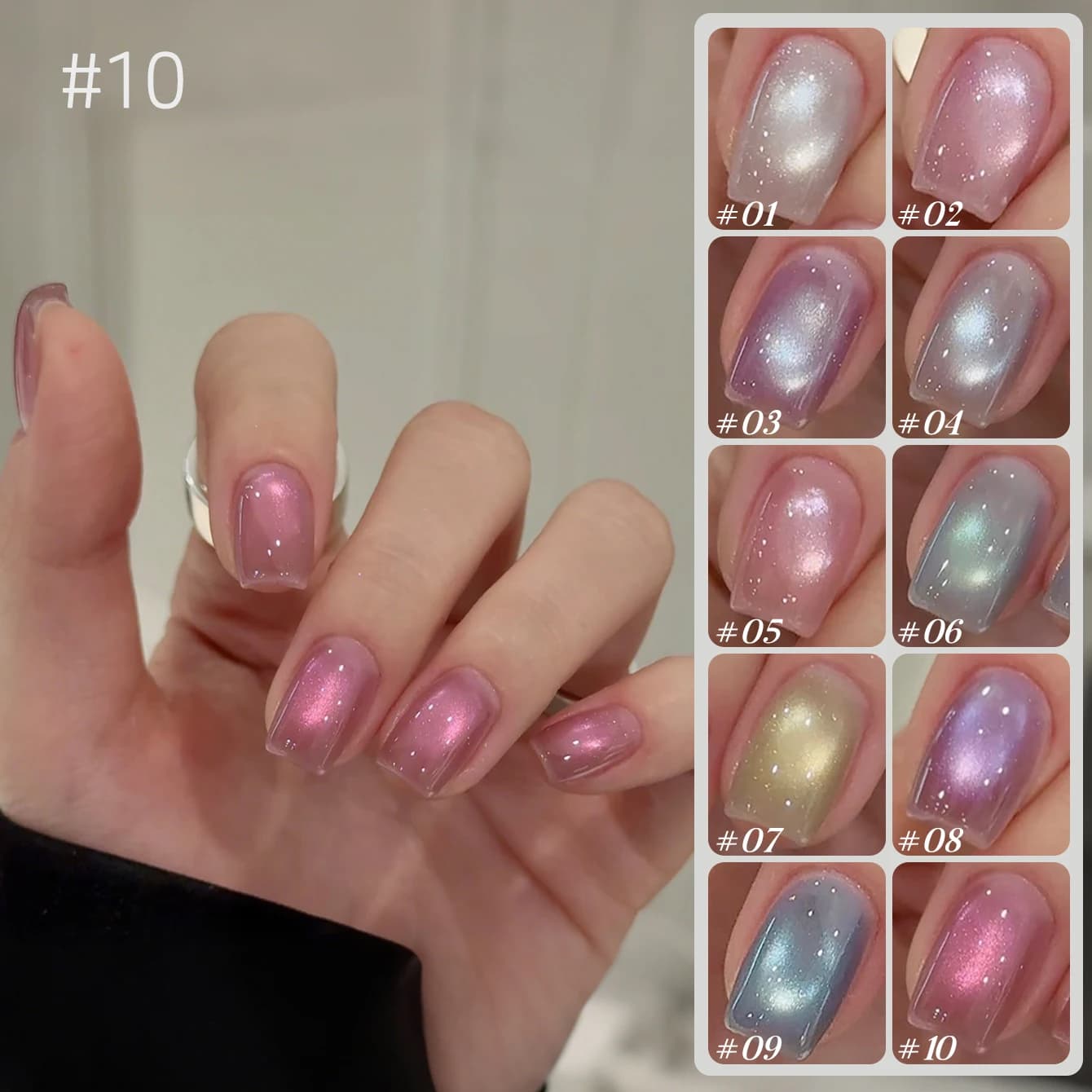 MlANEL 10ml 2026 Smalto Gel per Nail Art con Design Occhio di Gatto e Perline di Vetro Rosa, Smalto con Perle Bianche e Blu