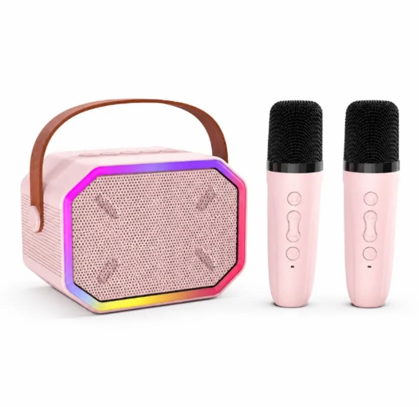 Kids Karaoke Machine Bluetooth 5.3 Speaker with 2.4G Wireless Microphones All in One TF Card and Light Show for Home Party Music