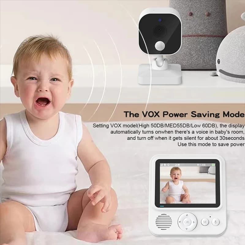 Baby monitor video LCD da 2,8 pollici Telecamera per bambini di sicurezza wireless 2.4G Conversazione bidirezionale Visione notturna Temperatura Allarme pianto bambino-ABVP