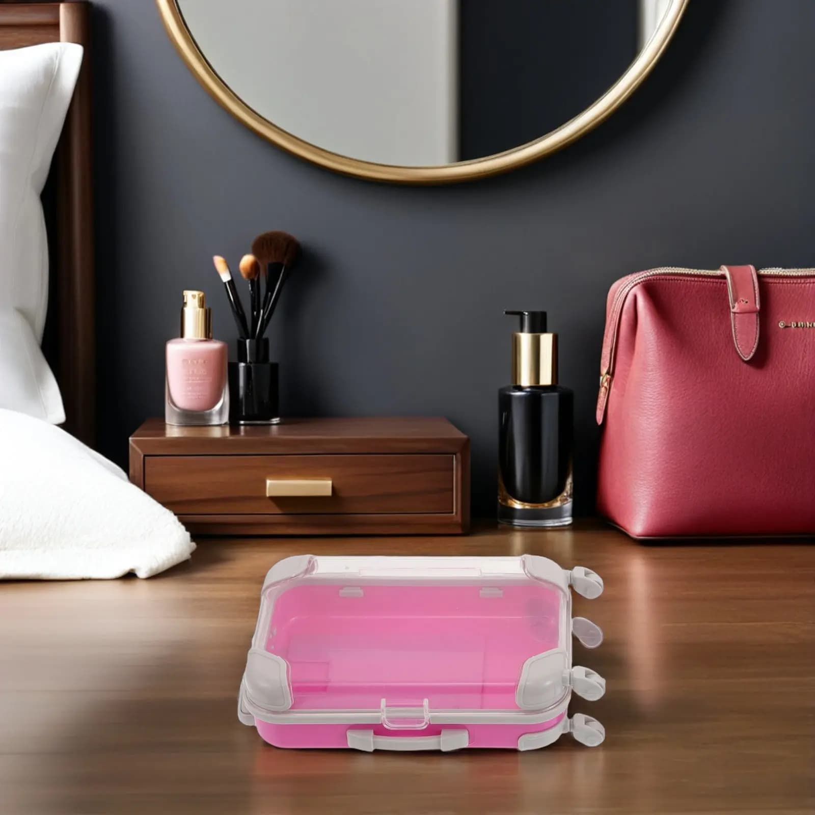 4Pcs Travel Makeup Organizer Box Compact Storage Case for False Eyelashes Brushes Lipsticks Skincare Accessories Beauty