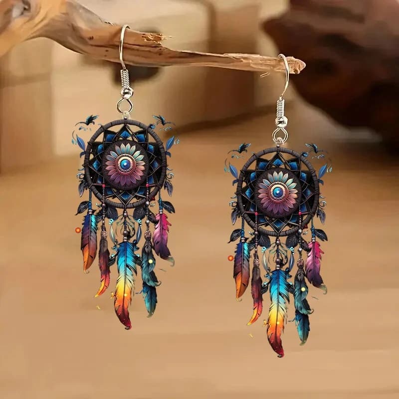 Dreamcatcher Earrings Colorful 'S Earrings Acrylic Earrings Lightweight For Everyday Wear Women