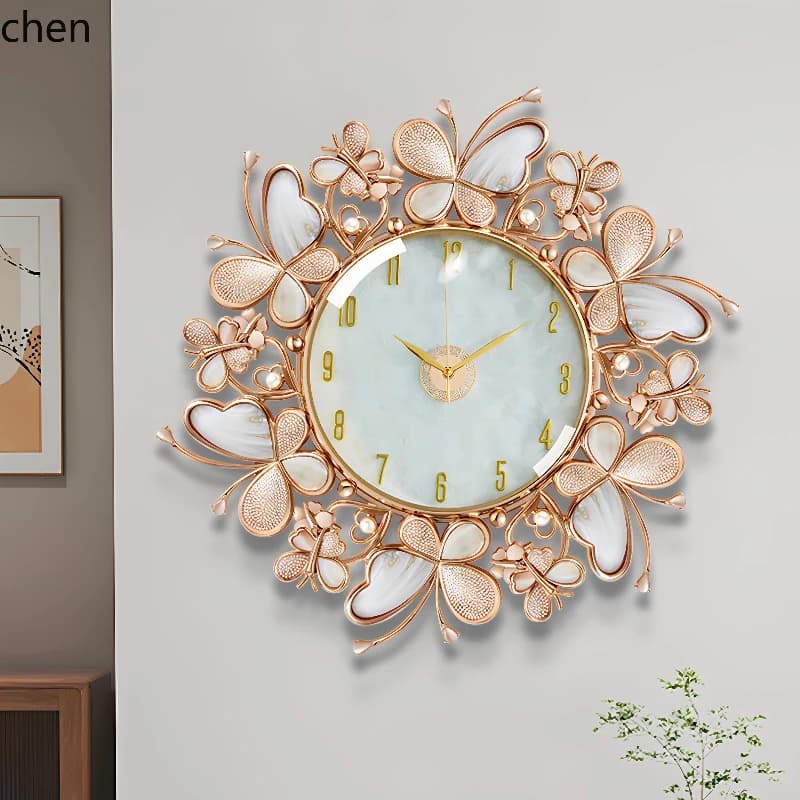 YXY Orologio da parete conchiglia decorativa a farfalla Orologio da parete al quarzo silenzioso\