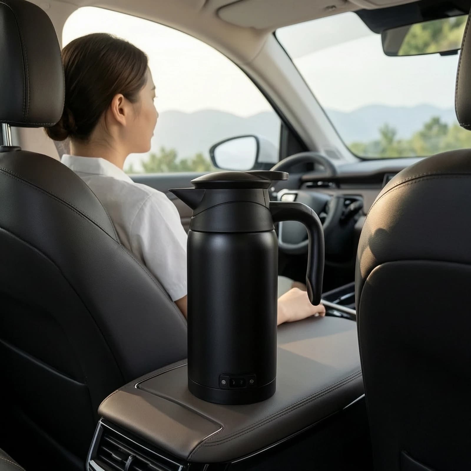 Car Electric Kettle Portable Electric Kettle with LED Display Hot Water Boiler Stainless Steel Automatic Power off for Drivers