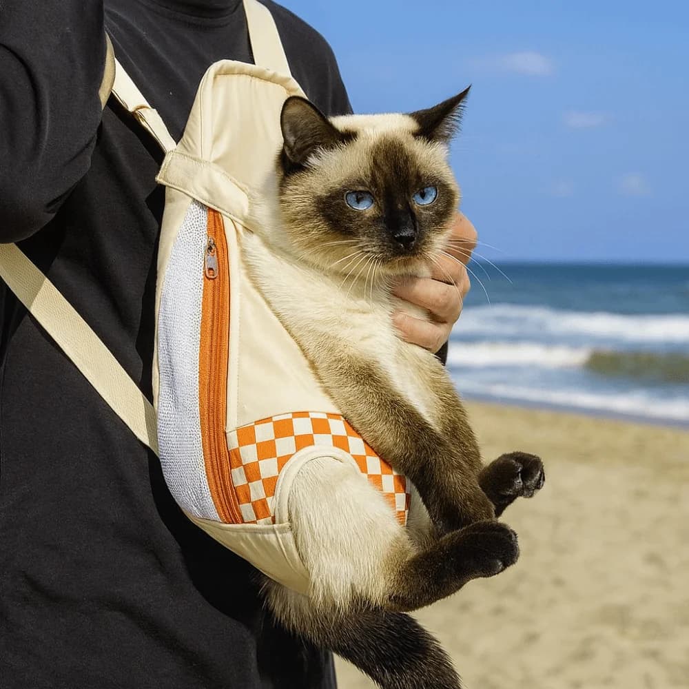 Borsa da petto per animali domestici durevole a mani libere Cinghie regolabili Comoda borsa da trasporto per gatti Borsa da viaggio morbida e traspirante per gatti