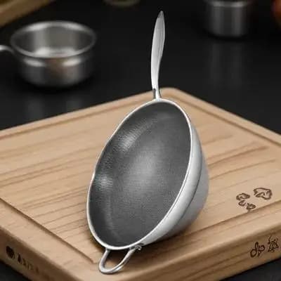 Padella Wok a Nido d'Ape in Acciaio Inossidabile, Antiaderente Multiuso per Cucina Domestica, Compatibile con Fornelli a Gas, Induzione ed Elettrici