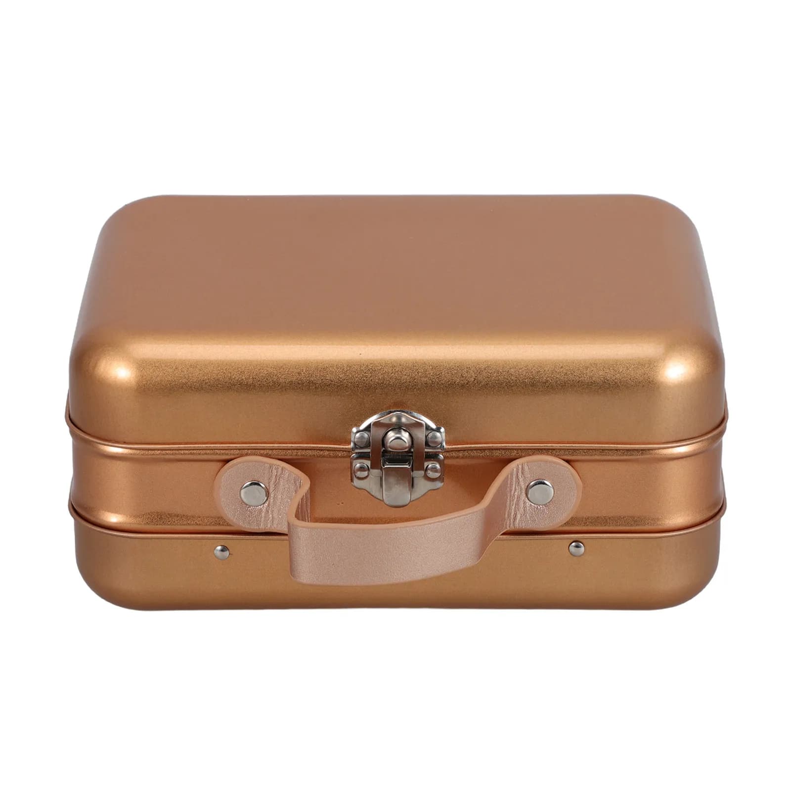 7.3x5.3x3.3in Portable Metal Tin Storage Box with Handle Small Decorative Rectangular Tinplate Container for Tea Cards Jewelry