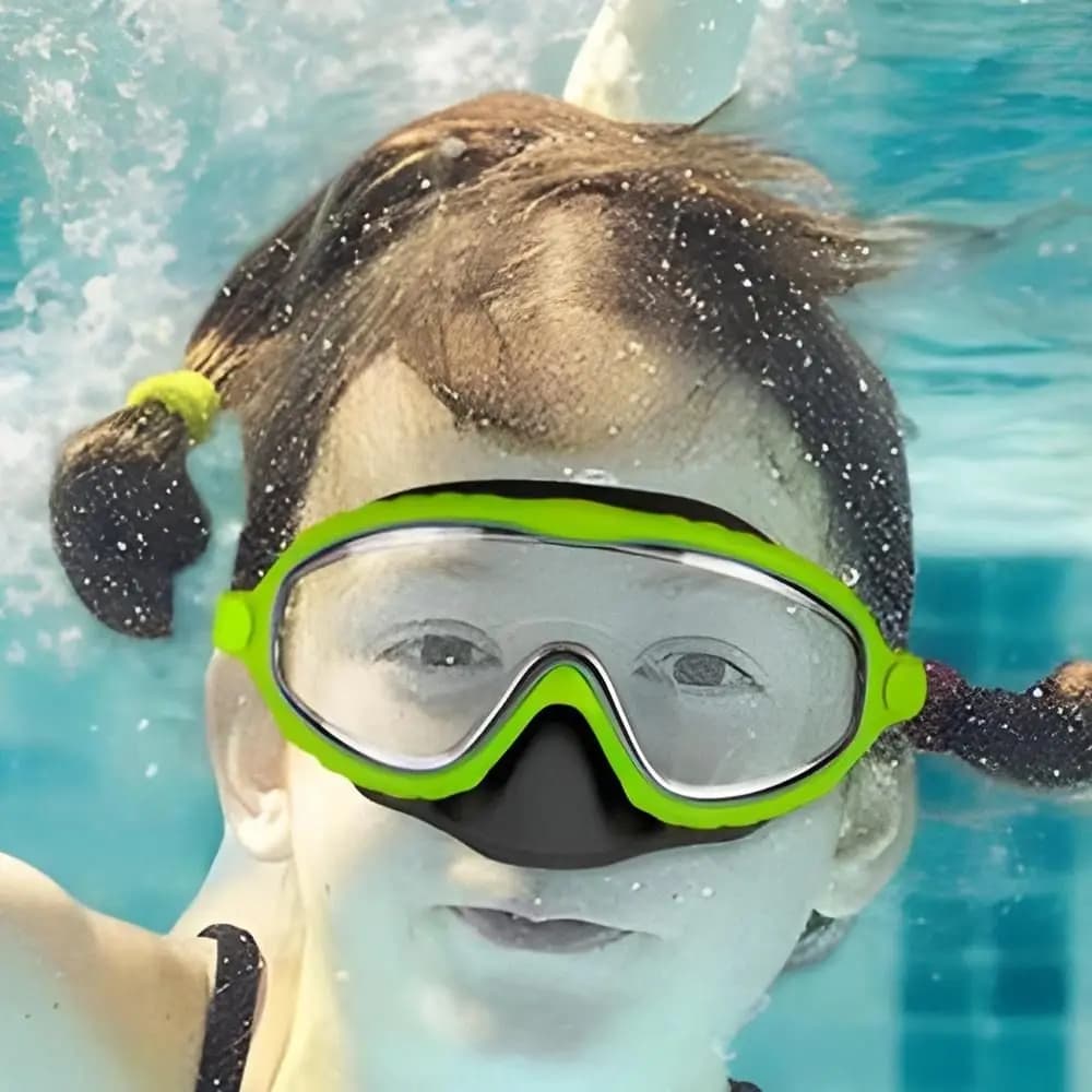 Occhialini da nuoto per bambini con montatura grande Antiappannamento con custodia per occhiali Occhiali da nuoto per bambini Occhiali da sub per bambini HD in silicone