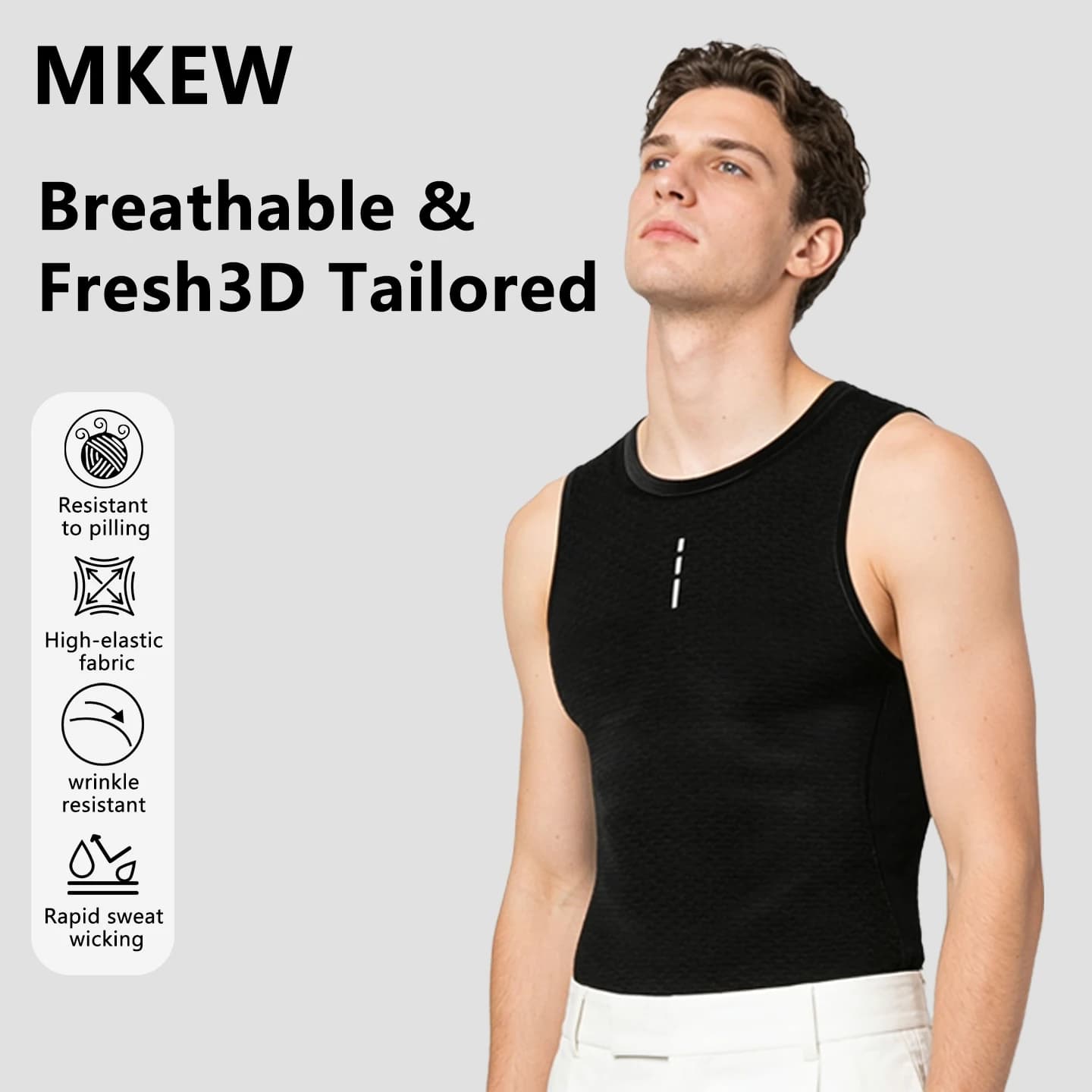 MKEW Maglia Intima Riflettente da Ciclismo, Sottomaglia Sportiva da Uomo, Gilet Elastico ad Asciugatura Rapida per Bici da Strada