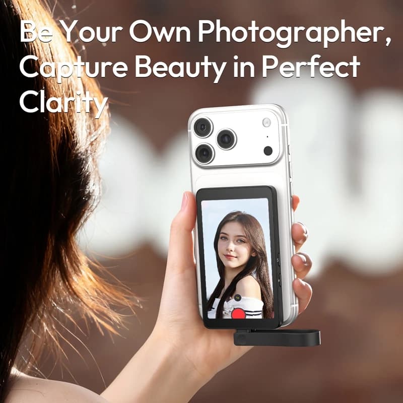 Ulanzi VM1 Vlog Selfie Monitor Schermo per iPhone 17 16 15 Schermo per selfie con anello magnetico Vlog Shots Registrazione 4K HD