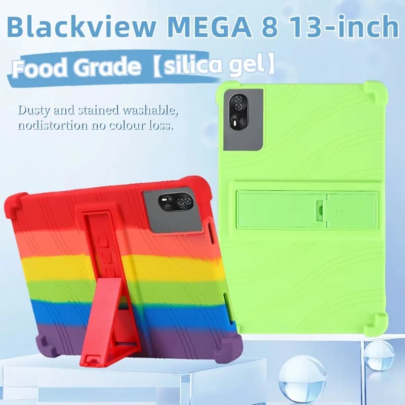 Custodia protettiva per tablet Blackview MEGA 8 da 13 pollici, copertura con supporto regolabile in morbido silicone per bambini