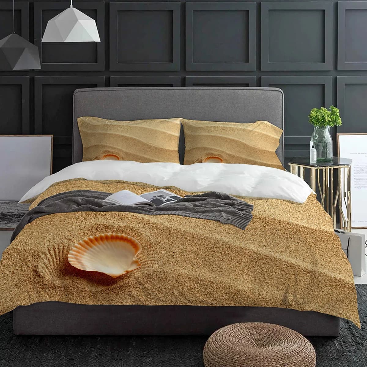 Set biancheria da letto Seashell Sand 3 pezzi Copripiumino per ragazzi e ragazze Federa Copripiumino per bambini per adulti Set letto matrimoniale Tessili per la casa