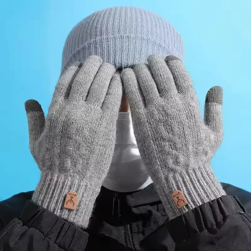 Guanti Invernali Caldi Touch Screen Antivento Antiscivolo Antifreddo per Ciclismo, Guanti Outdoor in Maglia con Fodera in Pile per Uomo e Donna