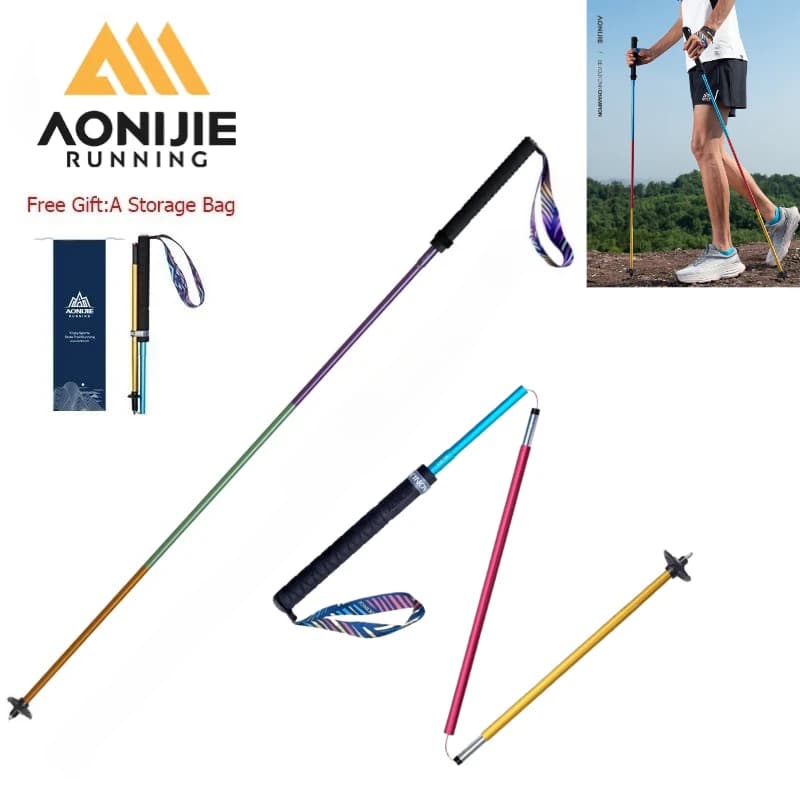 2 Piece AONIJIE Trekking Sticks Ultralight Folders with Fast Closure, Racing Sticks and Carbon Fiber Walk