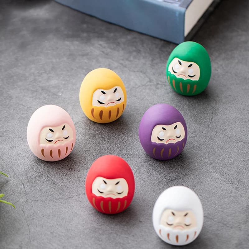 Bambola Daruma in Ceramica Giapponese, Portafortuna, Ornamento per la Fortuna, Decorazione per la Casa, Accessori in Miniatura, Regali
