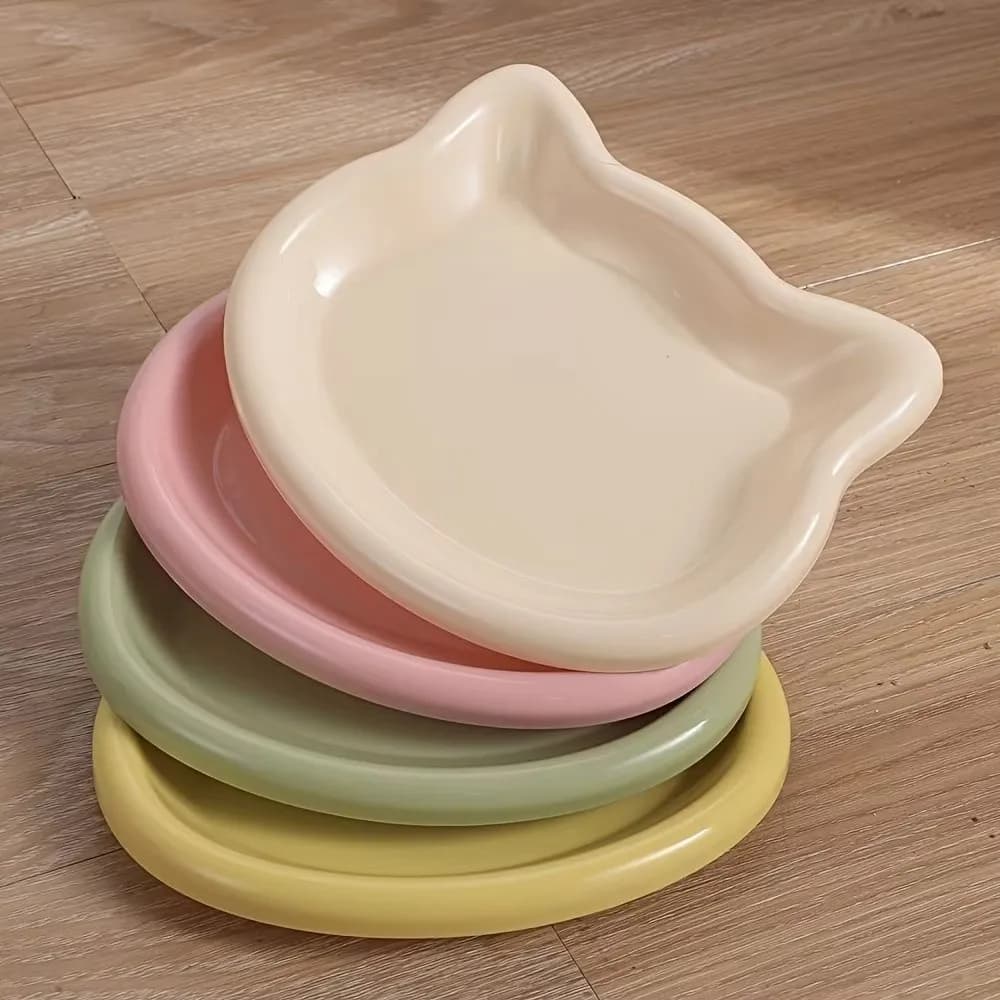 Ciotola per gatti a forma di gatto, in plastica, antiscivolo, per cibo e snack