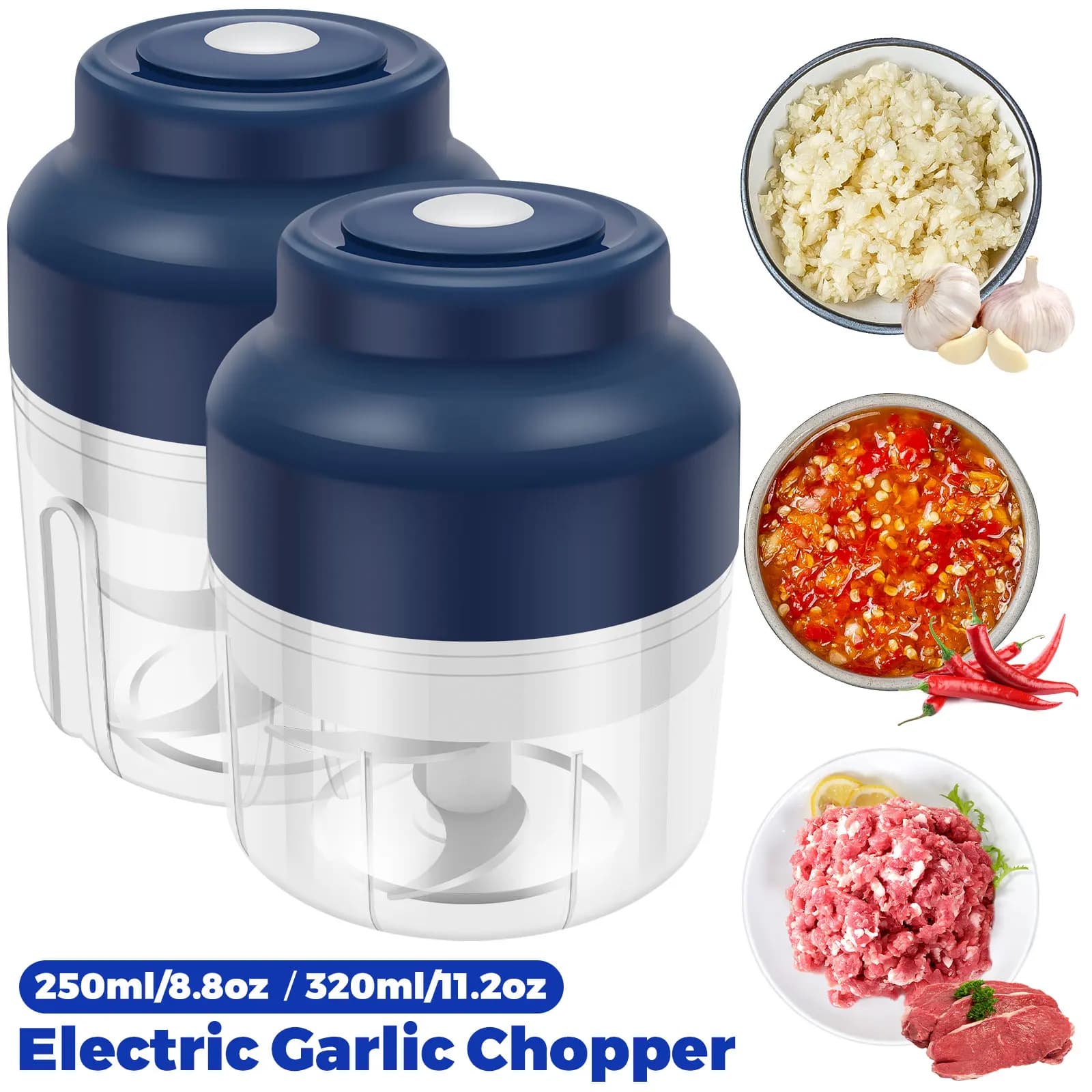 Tritatutto elettrico per aglio, tritatutto portatile per verdure, tritacarne, robot da cucina senza fili per zenzero, peperoncino, frutta, carne