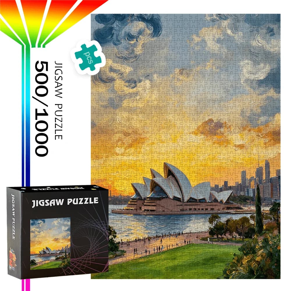 Puzzle da 500 pezzi/1000 pezzi della casa dell'opera di Sydney e il skyline di Sydney - Puzzle intermedio impegnativo adatto per s e, portatile