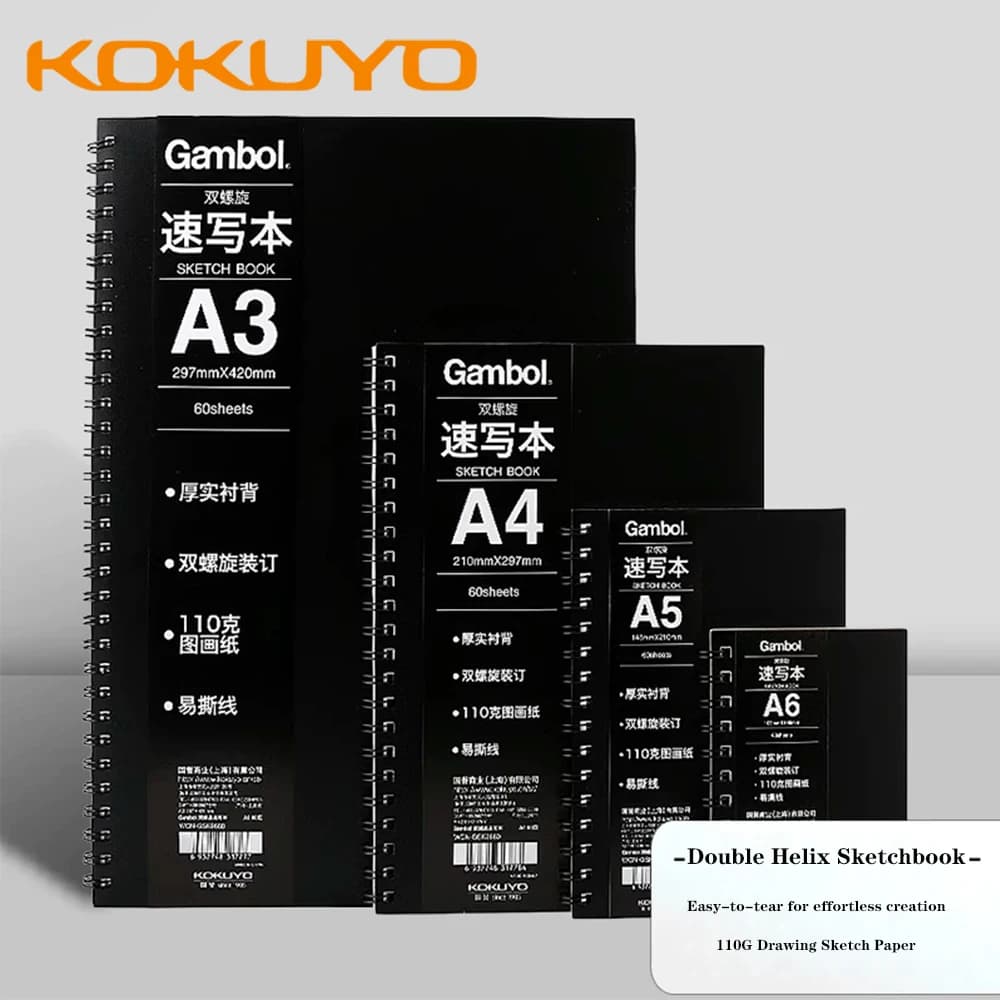 Japan Kokuyo Gambol Blank Sketchbook Portable Drawing Book A3/A4/A5/A6 Double Helix PP Cover Thickened Art Stationery
