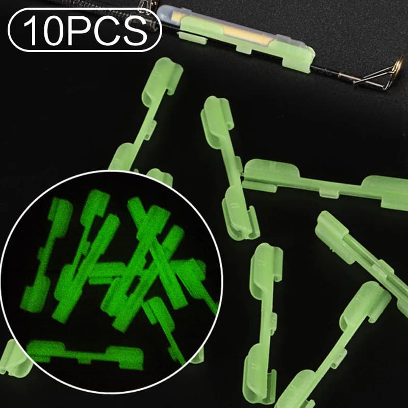 FLYSAND Pesca notturna Luce Bastone Clip ABS Galleggiante da pesca Punta Supporto per luce Effetto luminoso Bastone luminoso Clip Porta carte 10 Pz/borsa