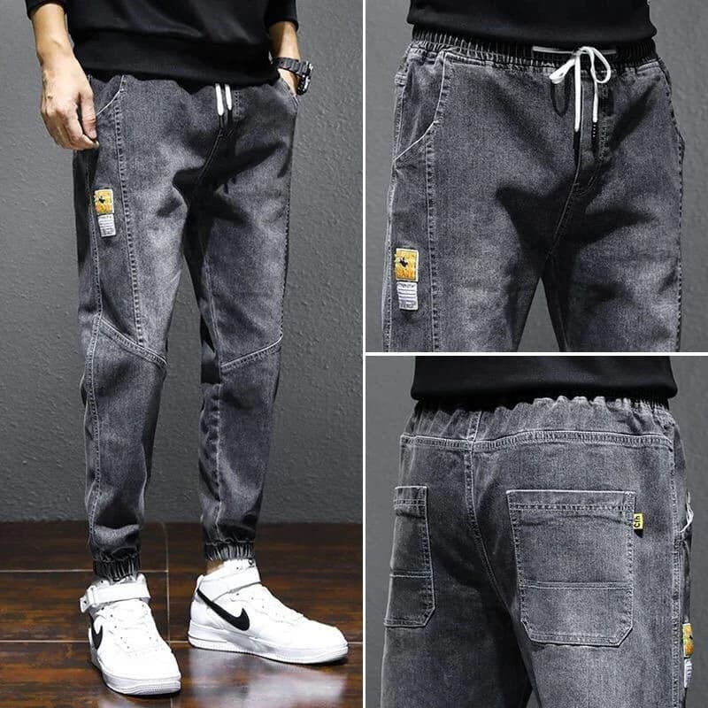 Jeans Elasticizzati Slim Fit Primaverili ed Estivi da Uomo, Pantaloni Lunghi Casual Trendy Semplici in Denim di Cotone Stile Harajuku a Vita Media Senza Cerniera