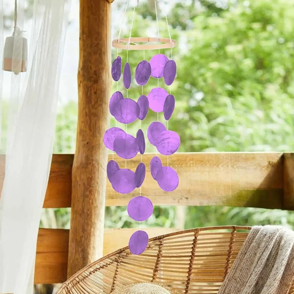 ABMI-Shell Wind Chimes For Outside Garden Coastal Windchime Hangable Ornament Boho For Wife Girls Beach Home Indoor A,