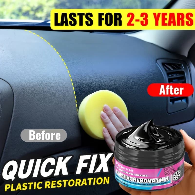 Riparazione interni ed esterni dell'auto: rivestimento nero e restauratore di plastica, cera antigraffio anti-sbiadimento, lucidatura dei pneumatici, lunga durata
