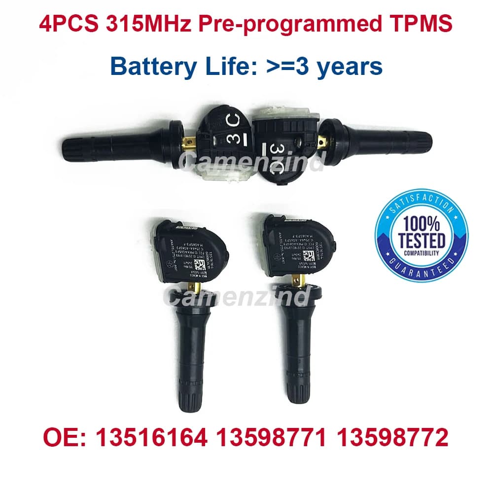 4PCS 13516164 13598772 13598771 PER 2018 2019 2020 2021 2022 2023 CHEVROLET Buick CADILLAC 315MHz SENSORE DI PRESSIONE PNEUMATICI TPMS