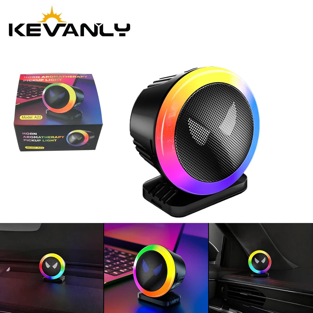 Devil Eyes Car Music Pickup Lampada ritmica Deodorante per ambienti RGB Luce d'atmosfera ricaricabile a comando vocale con fragranza di colonia