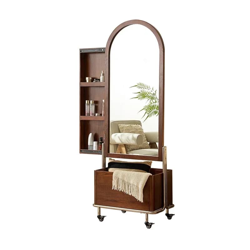 Wabi Sabi Wind, legno massello, appendiabiti, househo, integrato, con specchio completo, vestiti e cappelli