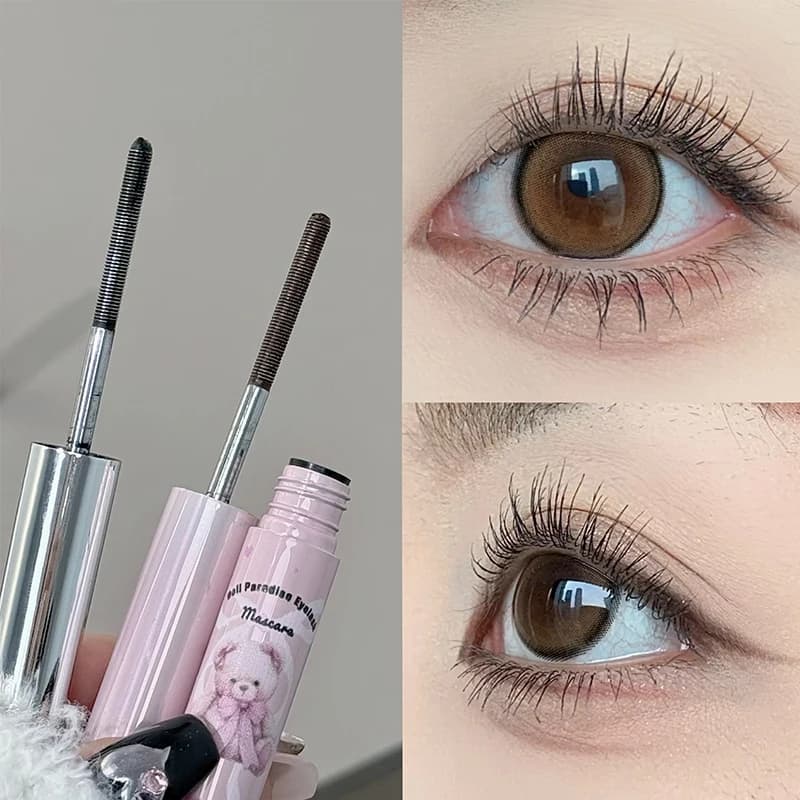 Silk Fiber Lashes Mascara with Metal Brush Head Long Lasting Curling Eyelash Extensions 4D Quick Dry Lengthening Eye Makeup Tool