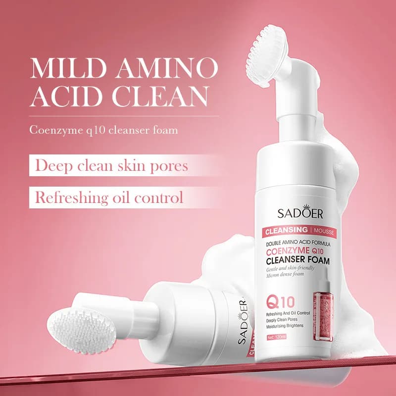 SAODER Q10 Vitamin C Detergent for Face Wash Foam Anti-wrinkle Cleaning Mossee Hydrating Skin Care