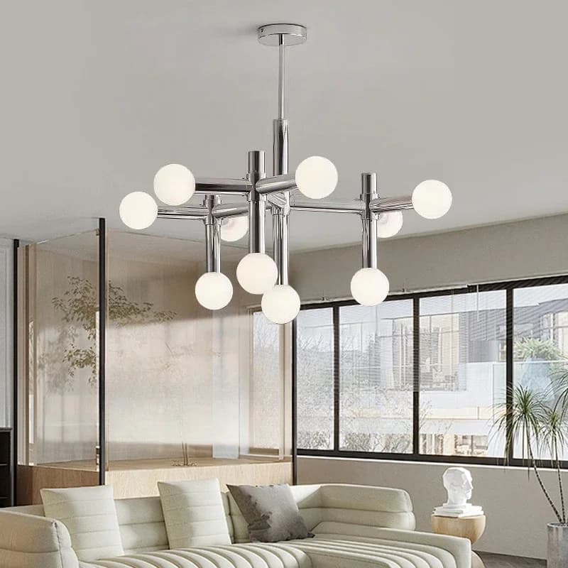 Lampadario geometrico moderno in vetro creativo Ristorante Soggiorno Cucina Camera da letto Lampada a sospensione cromata Illuminazione per la casa