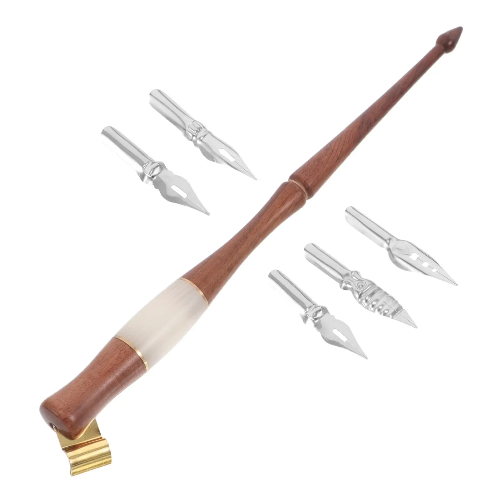 1Set European Style Vintage Calligraphy Pen Hardwood Resin Solid Wood Artistic Lettering Dip Pen Calligraphy Set for Beginners