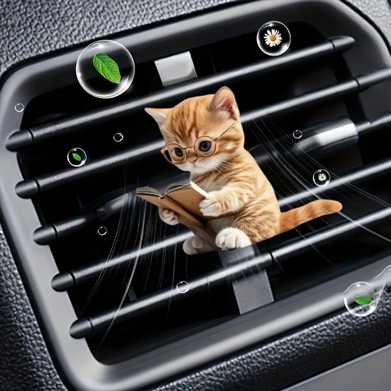 Clip di sfiato Deodorante per ambienti Decorazioni per bocchetta dell'aria per gatti per deodorante per aromaterapia per auto Accessori acrilici piatti 2D a lunga durata