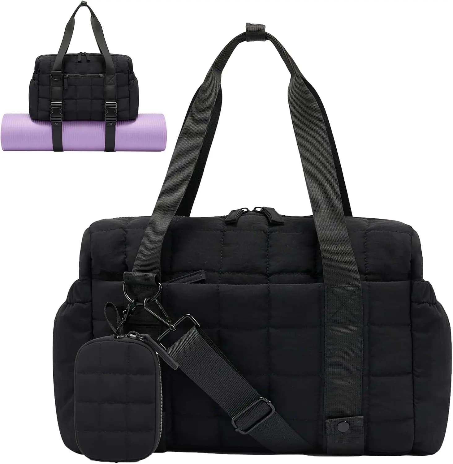 Small Gym Bag for Women with Yoga Mat, Waterproof Pocket and coin purse, Ideal for Training, Dance, Pilates, Ballet, Swimming, Travel