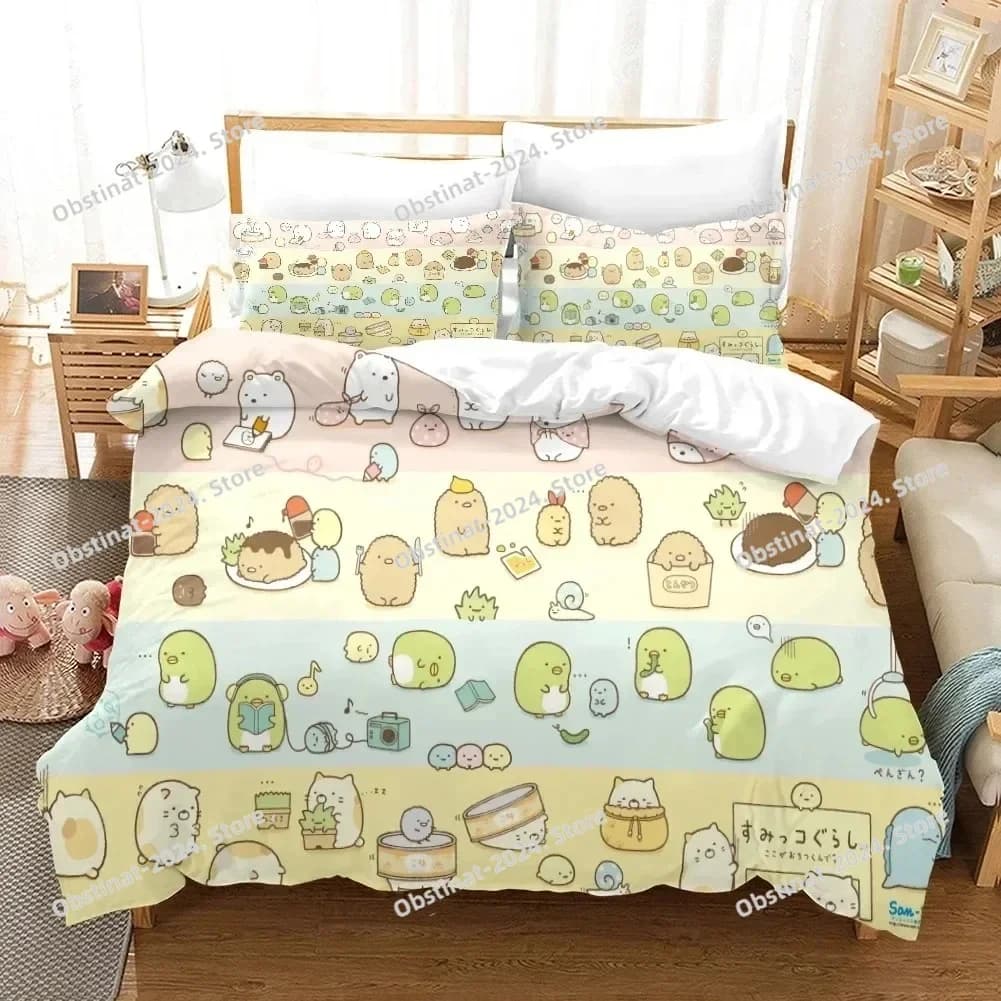 Anime Sumikko Gurashi Set biancheria da letto cartone animato Copripiumino stampato Federa Singolo Doppio Queen Super King Size Set
