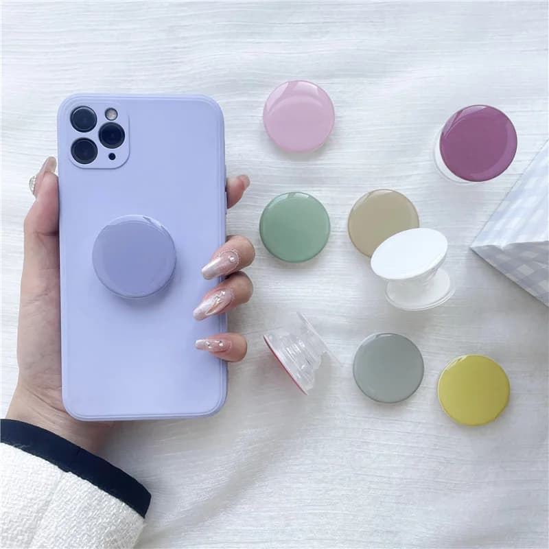 1 solid color extendable phone holder, cute transparent phone holder, foldable phone holder with transparent base, suitable for various multi-color phones and Android phone accessories, birthday, family, friend gift push-pull phone handle