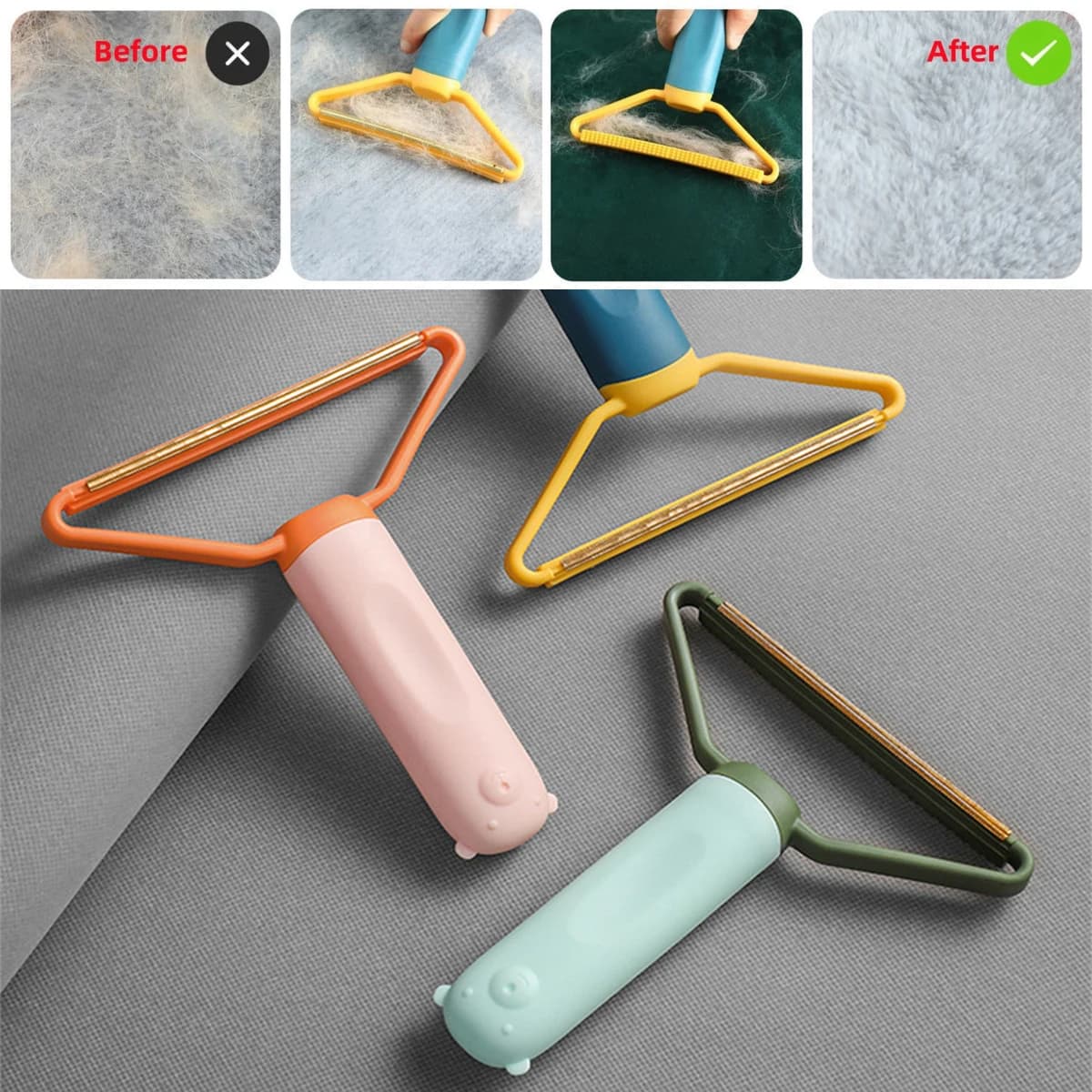 Una testa a duplice uso trapunta coperta cappotto strumento per rimuovere i capelli a forma di Y standable vestiti portatili lanugine polvere lanugine strumenti per la pulizia del rasoio