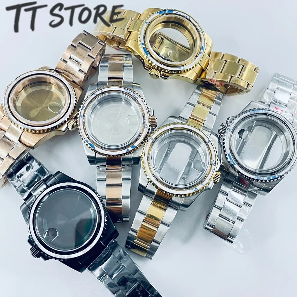 Cassa per Orologio Subacqueo da 40mm per Modelli SUB GMT con Bracciale in Acciaio Inossidabile 904L Compatibile con NH34-NH72 ETA2824 PT5000 per Orologeria