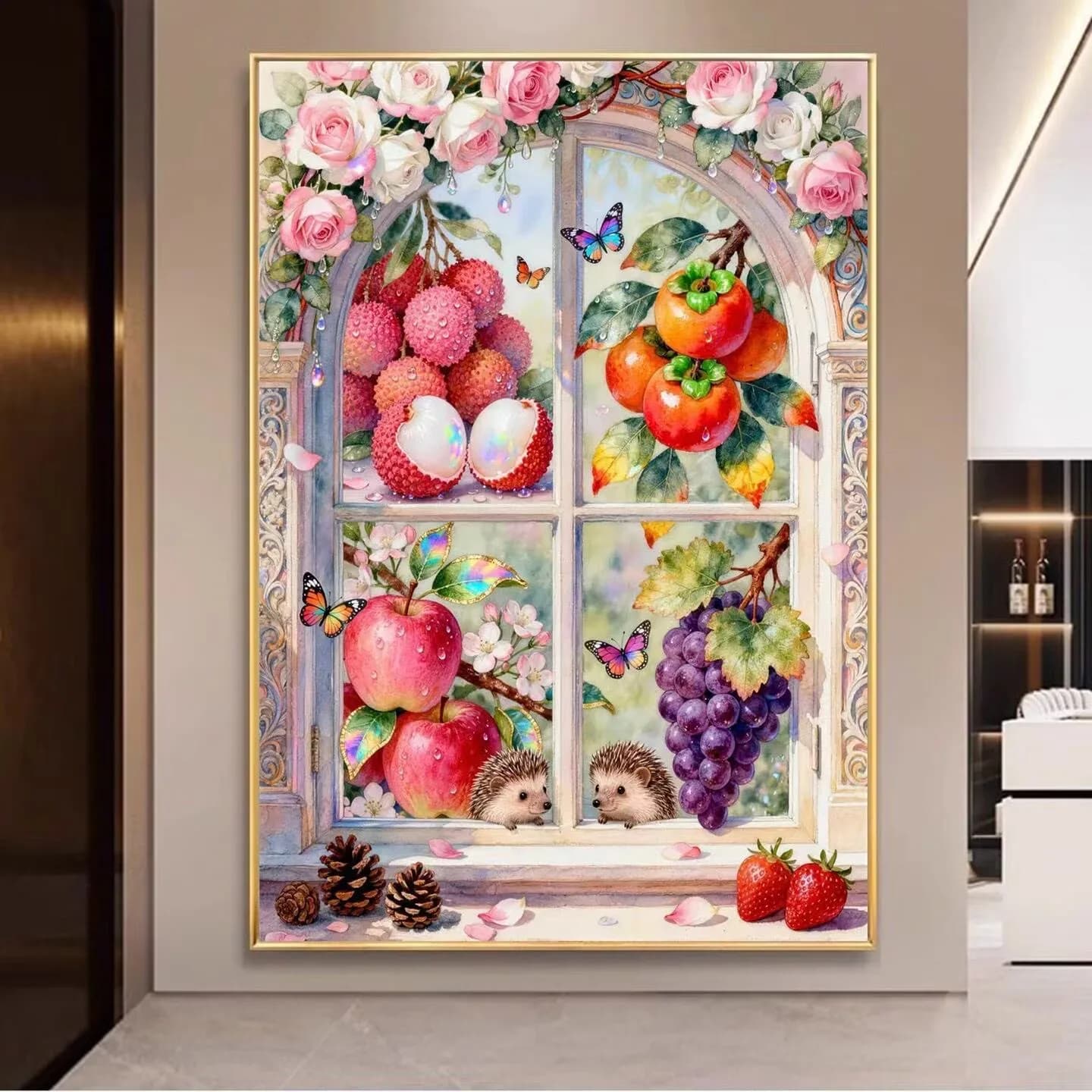 9CT 11CT DIY Cross Stitch Kit Hedgehog Embroidery Chinese Style Printed Set with Thread Needlework for Home Crafts 60 Colors