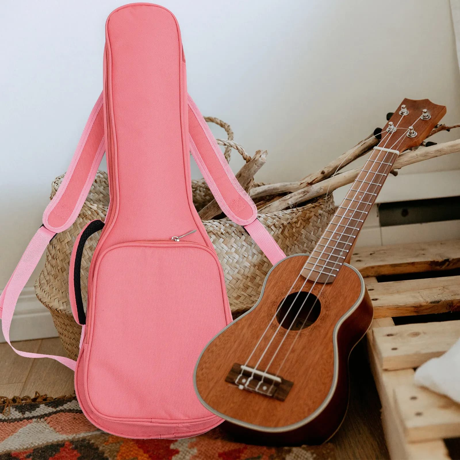 1Pcs Thickened Oxford Cloth Ukulele Bag Portable Carrying Case Large Capacity Adjustable Shoulder Strap Waterproof Music