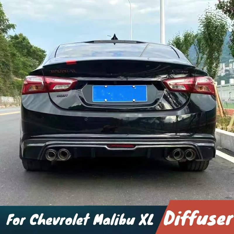 For 2016-2024 Chevrolet Malibu XL Auto Rear bumper Diffuser Splitter Spoiler with Black LED Brake Carbon Body Kit