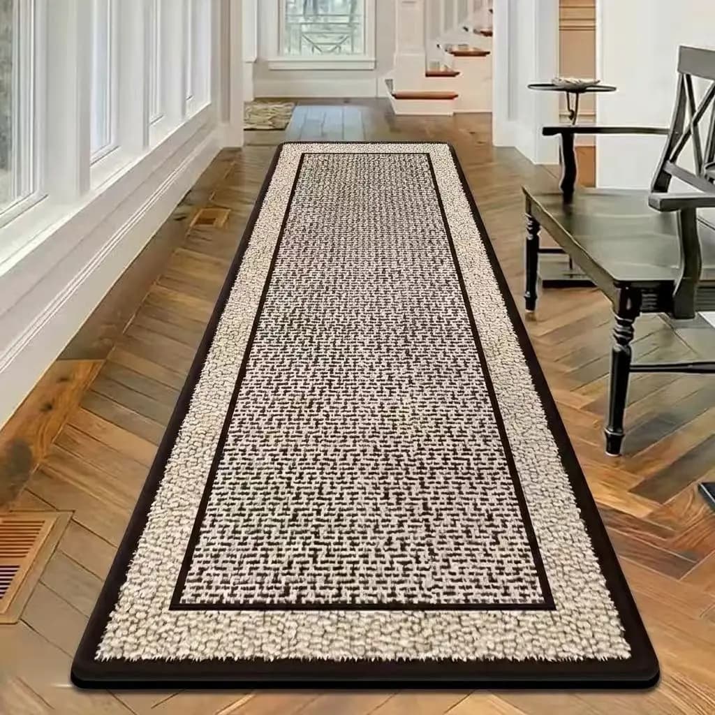 Oversized Long Floor Mat for Hallway, Entryway and Living Room, Rectangular Runner Rug for Outdoor Gatherings and Dining, Suitable for Kitchen and Bathroom, Non-Slip PVC Bottom, Elegant Print