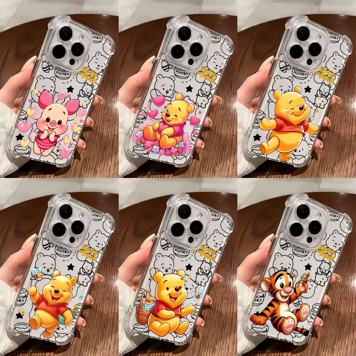 Cute WinnieS PoohS Bear Baby Phone Case For iPhone 17 16e 16 15 14 13 12 11 Mini Air Pro Max XR Plus Anti Fall Transparent Cover
