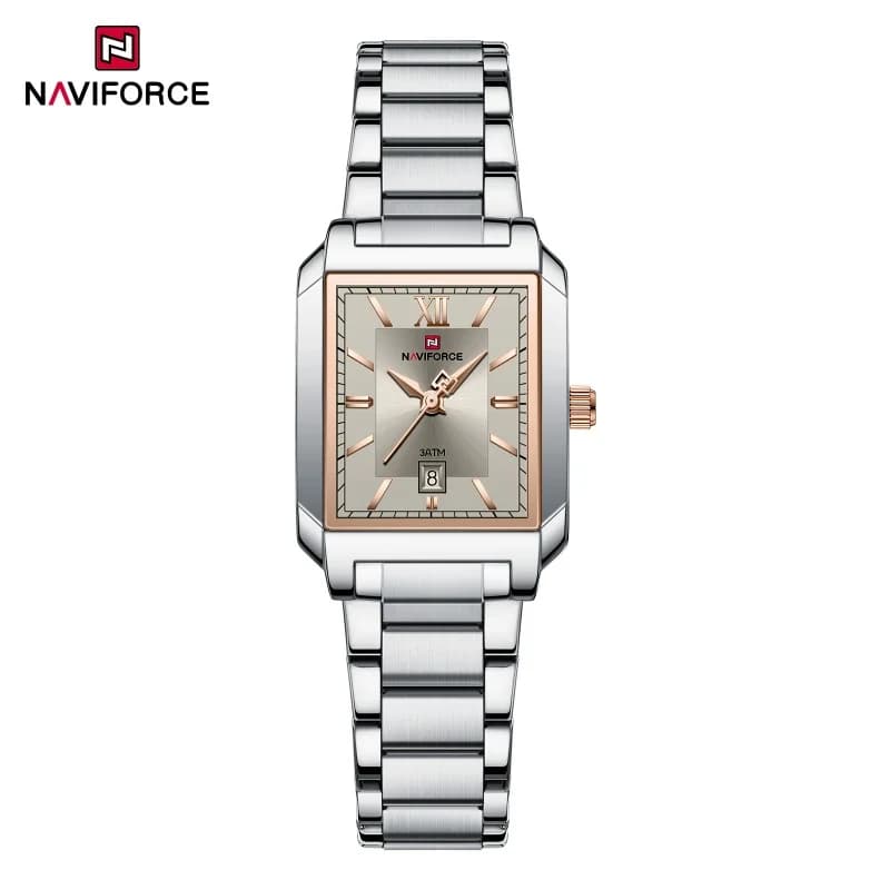 NAVIFOECR Women's Fashionable Casual Watch Stainless Steel Strap Luminous Hands Date Display Waterproof Anniversary Gift Watch 3ATM