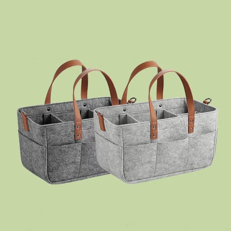 Diaper Caddy Nursery Organizer Felt Multi Layer Baby Stroller Storage Bag Portable Handle Car Organizer Mom Baby Multi Pocket