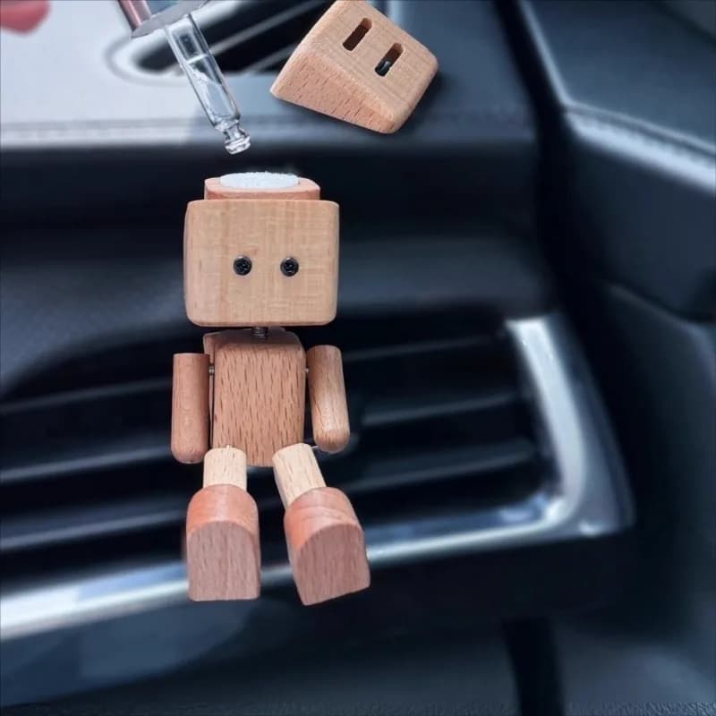 Kawaii Puppet Aromatherapy Sculpture Car Scented Oil Diffuser Mini Shaking Man Figurine Funny Wooden Diffuser Home Decoration