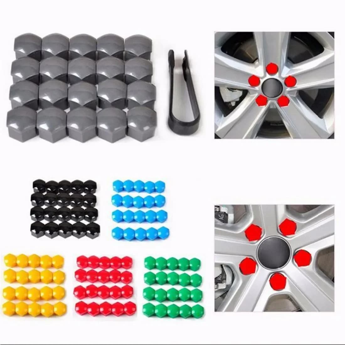 20 pz/borsa coperture per dadi per ruote in plastica cromata per Auto clip per tappi per bulloni strumento di fissaggio automatico protezione per cerchioni in plastica accessori esterni
