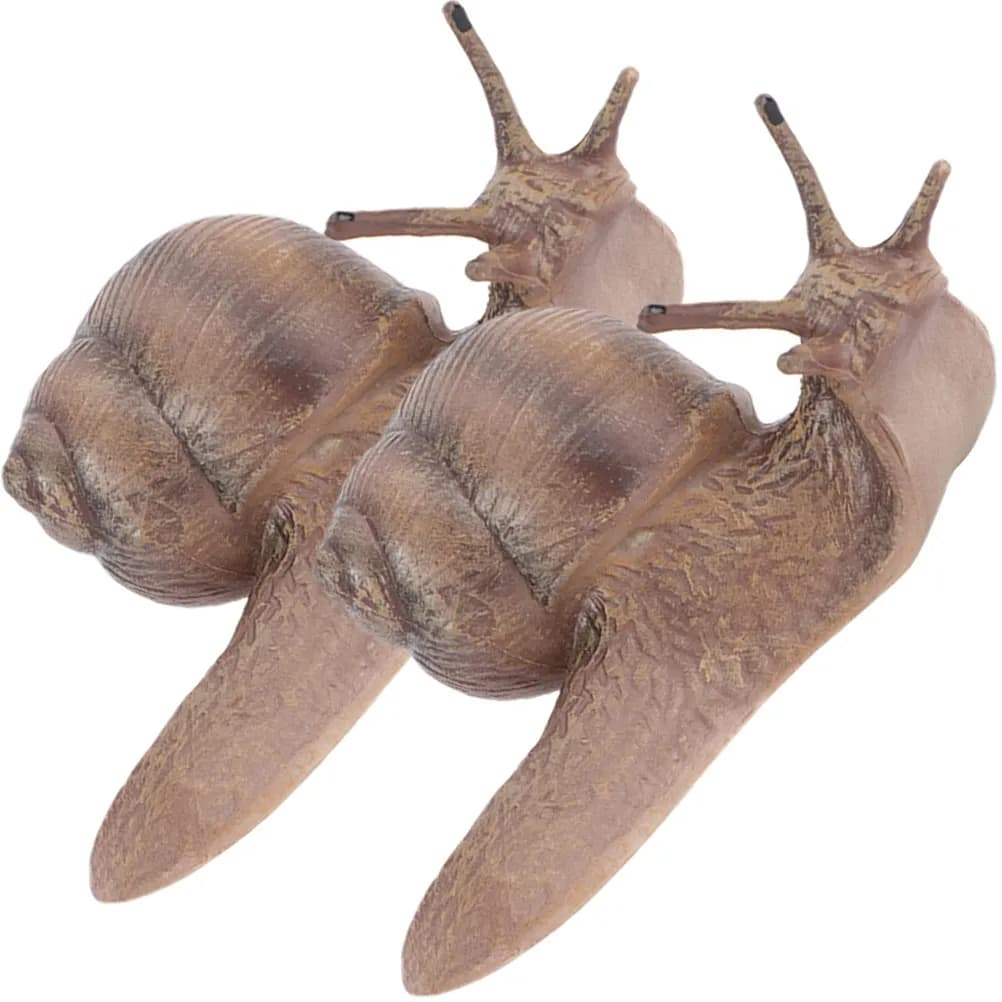 2Pcs Realistic Snail Decoration Premium Plastic Lifelike Garden Bonsai Desktop Educational Animal Figure for Kids Learning Home